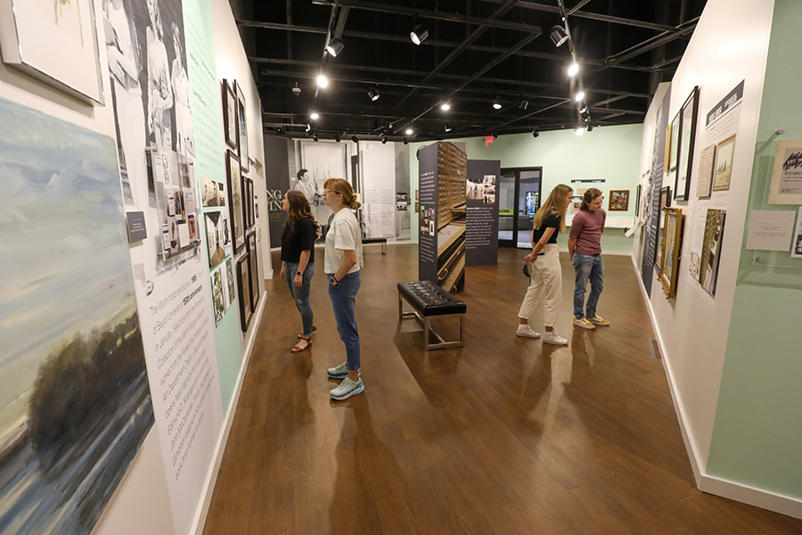 students in a gallery looking at artwork at the Martin Museum of Art 