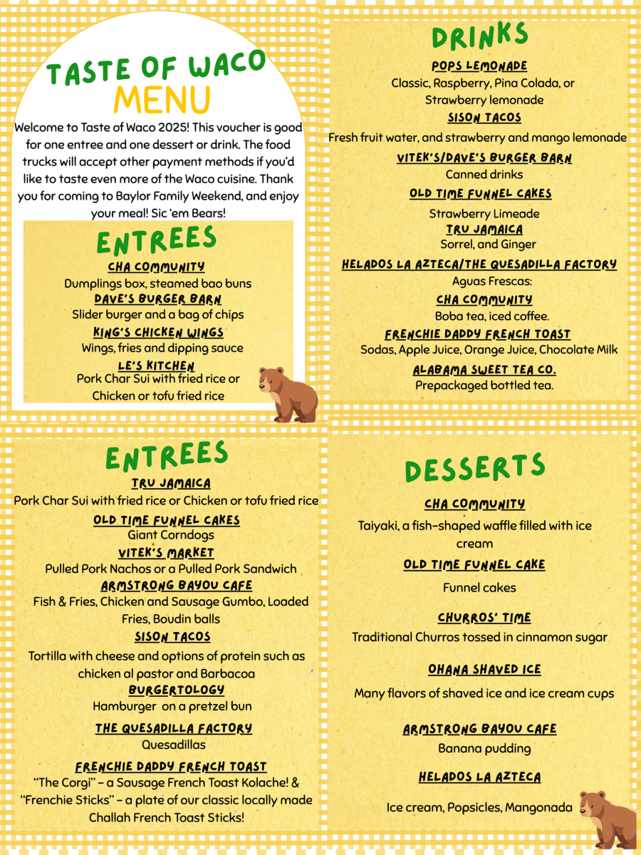 Taste of Waco Menu